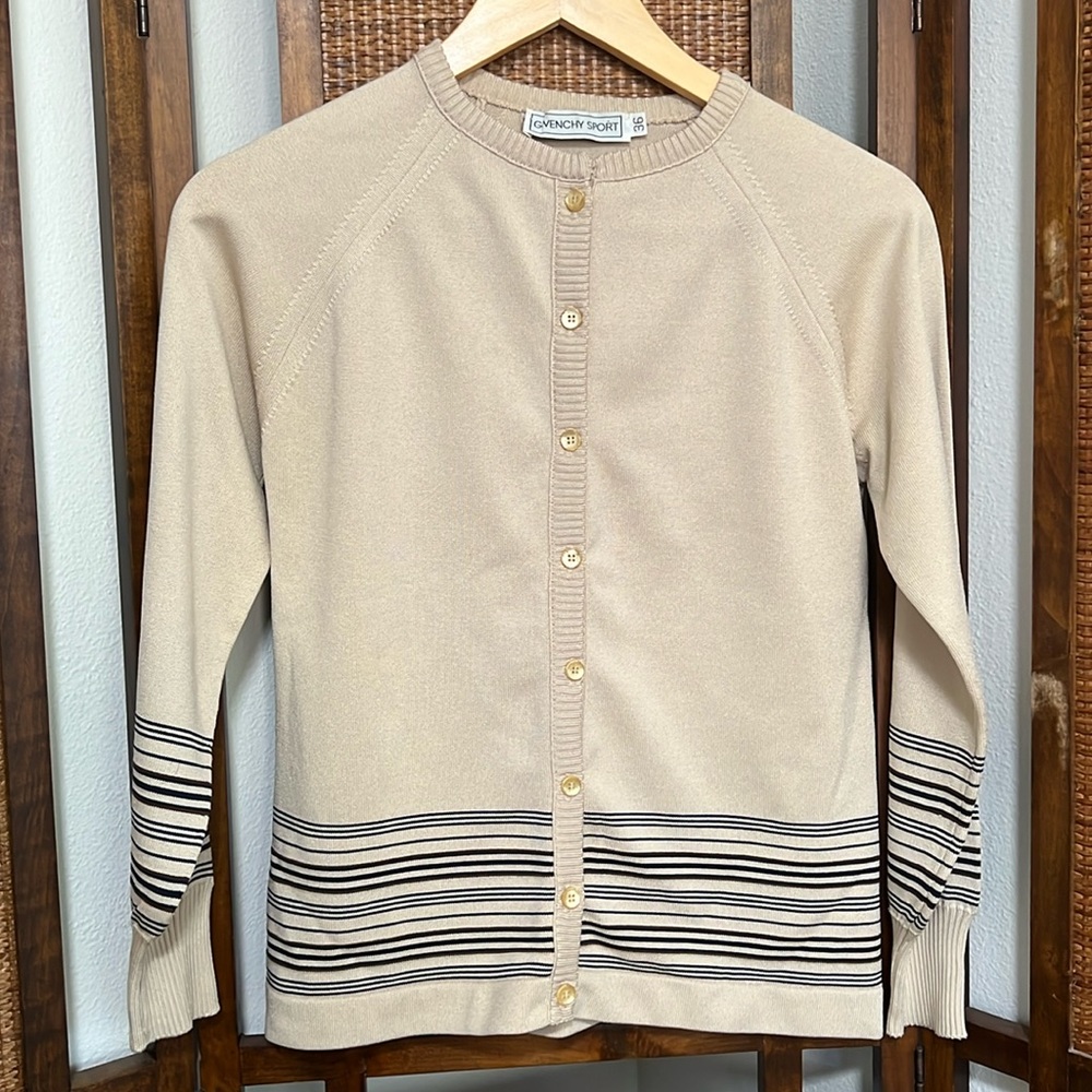 Vintage Givenchy Sport cream striped cardigan size 36
